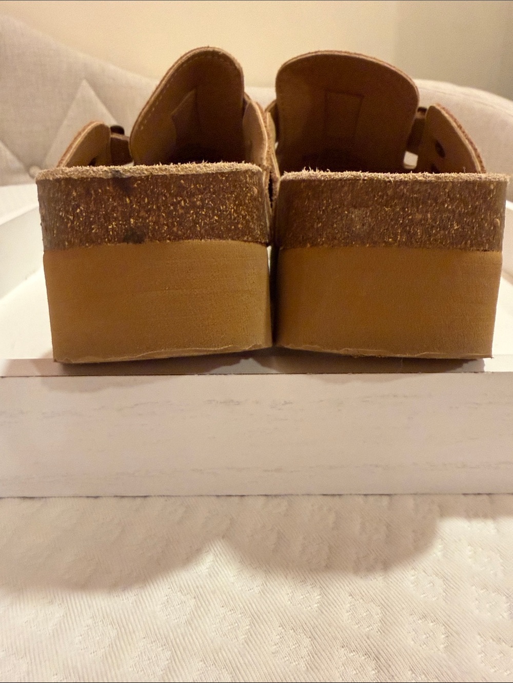 Women's Suede Buckle Platform Clog in Brown - Picture 5 of 6